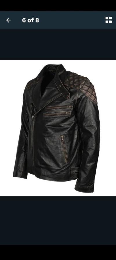 Black Leather Jacket for Men - Thumbnail 5