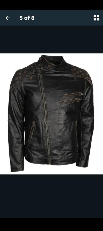 Black Leather Jacket for Men - Thumbnail 4