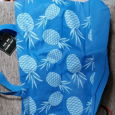 Greenbrier International Tote Blue AllOver Pineapple Print F - Thumbnail 2