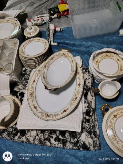 antique vintage teapots and various glassewsre