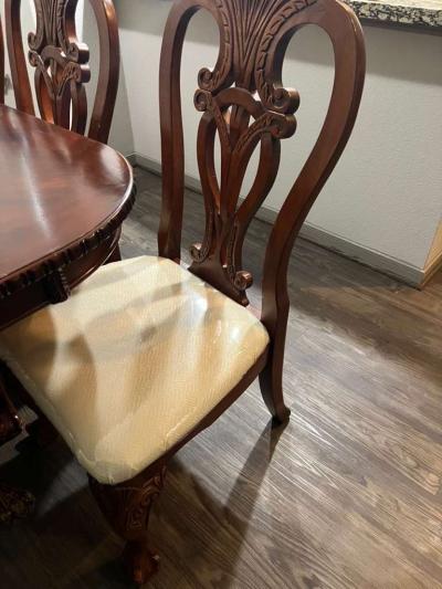 dining set 8 chairsChippendalestyle carved wood set - Thumbnail 2