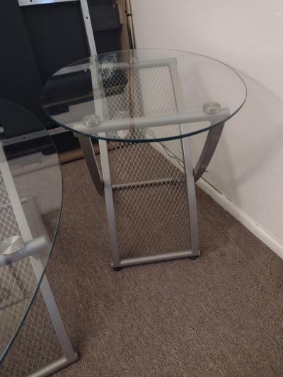 like new living room glass coffee table set TV stand include - Thumbnail 4