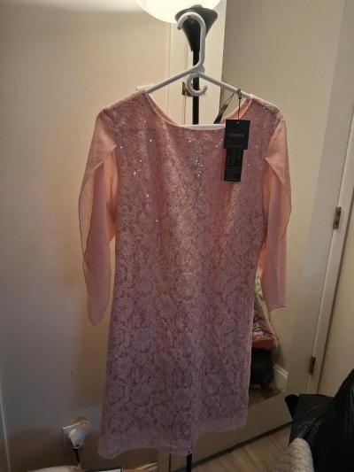 pink chiffon and lace dress