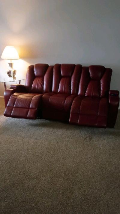 RTG Leather Recliner 3 Pcs Burgundy set - Thumbnail 2