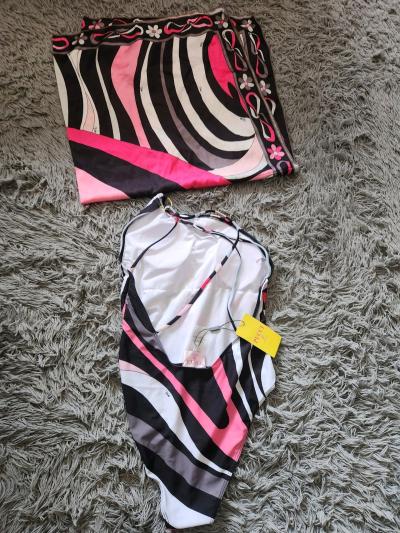 Emilio Pucci Pink  Black Swirl OnePiece with Matching Scarf - Thumbnail 2