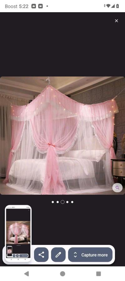 4 Corners Post Ruffle Princess Bed Canopy - Thumbnail 1