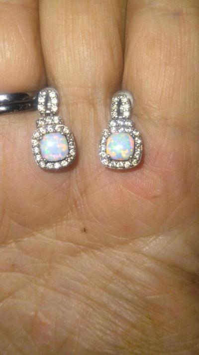 Opal and diamond earrings