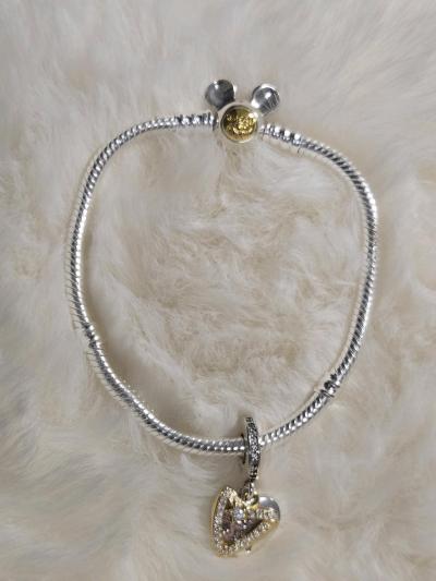 Shooting Star Hearts Double Dangle Charm for Pandora bracele - Thumbnail 5