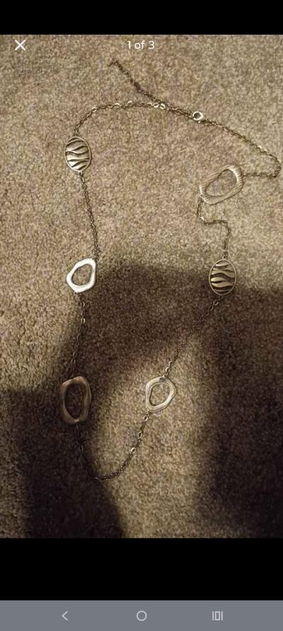 silvertone link chain necklace - Thumbnail 2