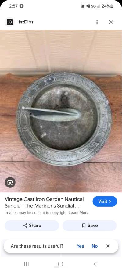 Vintage Cast Iron Garden Nautical Sundial with Sail Boat Tem - Thumbnail 5