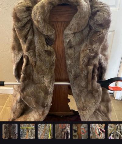 Vintages REAL FUR Rabbit Shawl Cape with arm Holes and hook