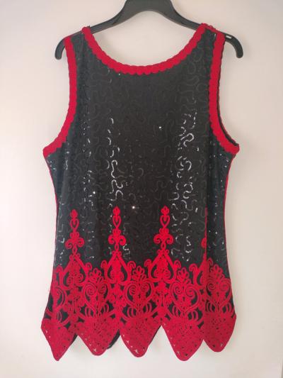 red and black fanck embroidered tank top - Thumbnail 2