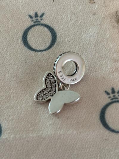PANDORA SILVER AND PAVE BUTTERFLY CHARM