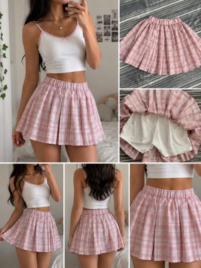 pink plaid y2k skirt