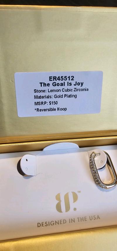 Lemon Cubic Zirconia Reversible Hoops - Thumbnail 5
