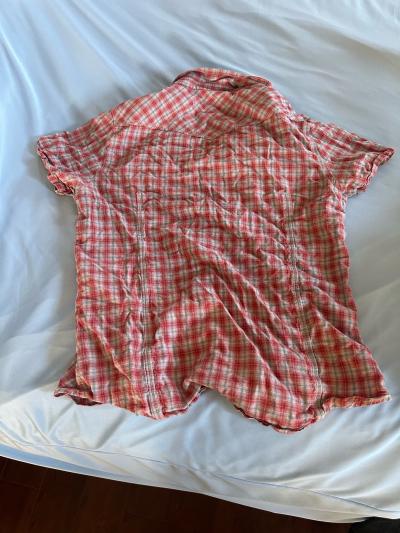 True religion men plaid red gray short sleeve button up down - Thumbnail 2