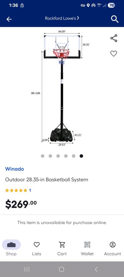 NIB Indoor Outdoor Basketball Goal Set w Backboard Hoop 810 - Thumbnail 7