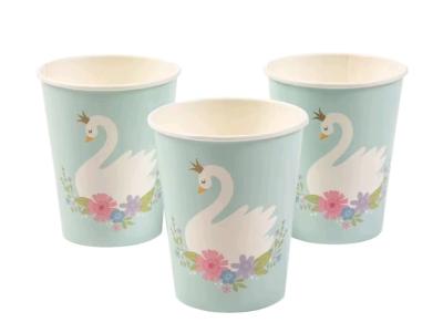 9 oz Sweet Swan Princess  Flowers Disposable Paper Cups  8 C