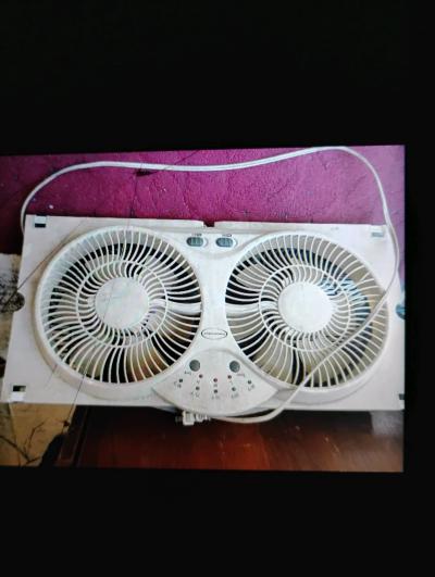 A White Double Window Fan