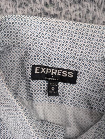 Express Shirt Men Medium Blue Modern Geometric Print Preppy - Thumbnail 2