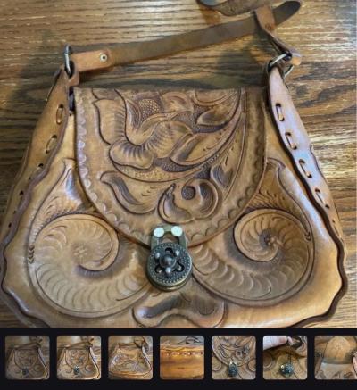 Vintage floral leather tooled purse