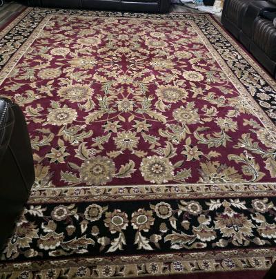 Rug Color RedBlch Kashan  Size 9f10 in   x13ft2in