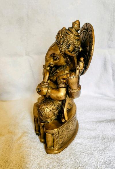 Lord Ganesha Brass Statue - Thumbnail 2