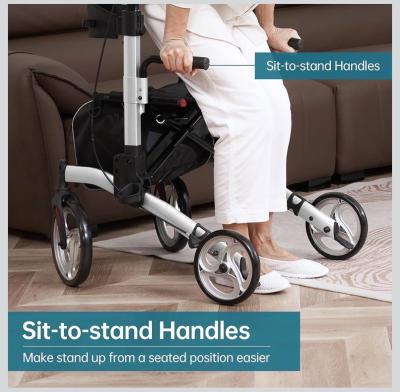 ELENKER Upright Walker Stand Up Folding Rollator Walker with - Thumbnail 5