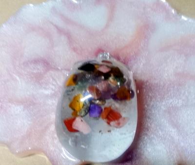 Melting Skull Trinket Tray with stone and crystal chips - Thumbnail 2