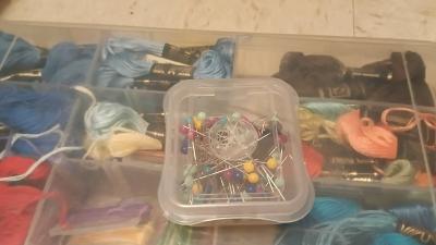 cross stitch items and containers