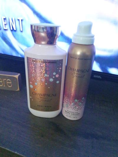 champagne toast body wash and foam lotion