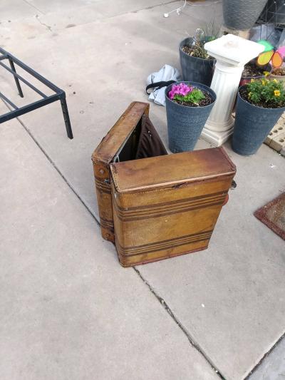 vintage suit case with leather trim - Thumbnail 2