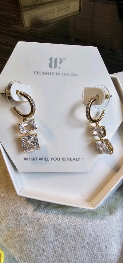 Diamond Cubic Zirconia Gold Plating Earrings - Thumbnail 2