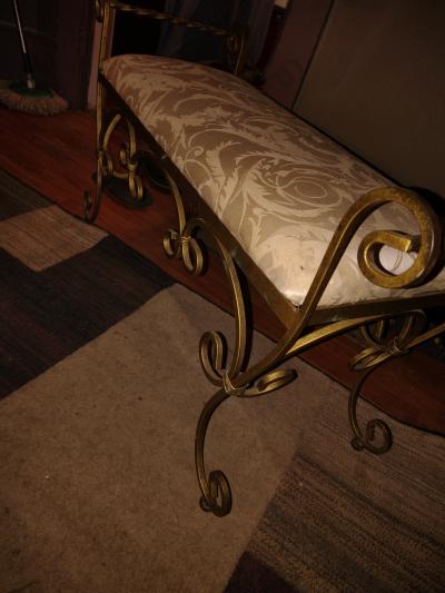 antique wrought iron vanity bench - Thumbnail 2