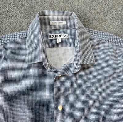 Express Shirt Mens Size Medium Black White Button Long Sleev - Thumbnail 2