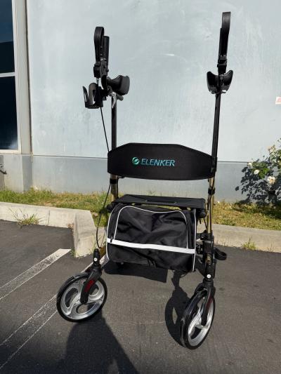 ELENKER Upright Walker Stand Up Folding Rollator Walker with - Thumbnail 7