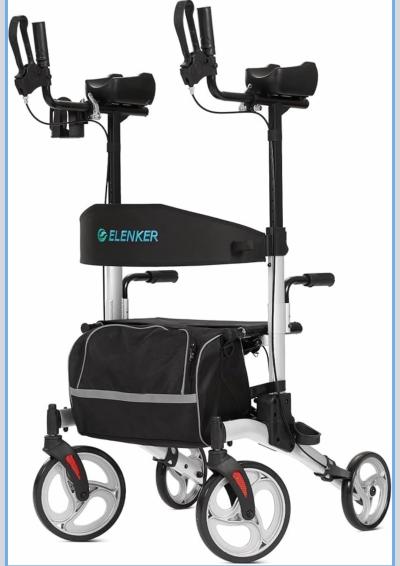 ELENKER Upright Walker Stand Up Folding Rollator Walker with