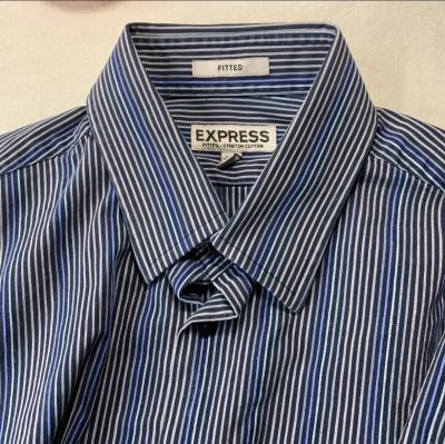 EXPRESS Shirt Mens Medium Button Up Striped Long Sleeve Fitt - Thumbnail 5