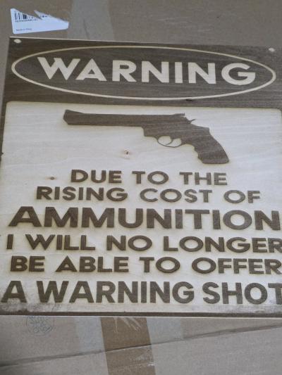 Warning sign for display