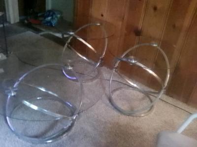 3p glass tables one coffee table two matching end tables