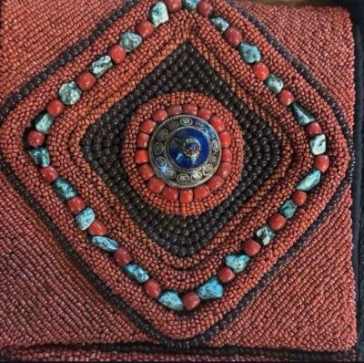Tibetan Handmade Beaded Bag with Cowrie Shells and Embroider - Thumbnail 3
