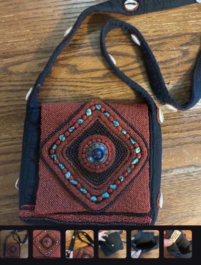 Tibetan Handmade Beaded Bag with Cowrie Shells and Embroider