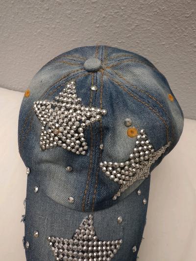 Y2K Denim Star Rhinestone Cap - Thumbnail 3