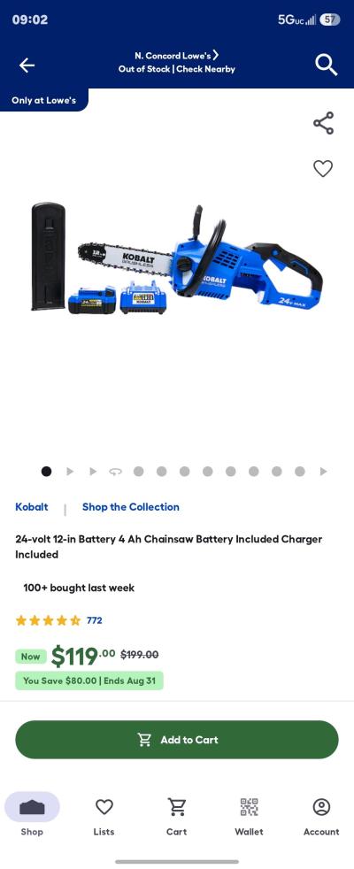 Kobalt chain saw - Thumbnail 2