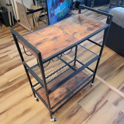 Walnut Steel Shelves on Wheels for Kitchen Dining Living - Thumbnail 2