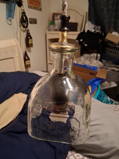 Patron tequila bottle hanging light pendent