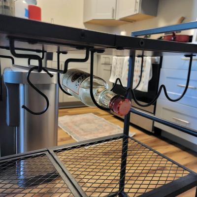 Walnut Steel Shelves on Wheels for Kitchen Dining Living - Thumbnail 6