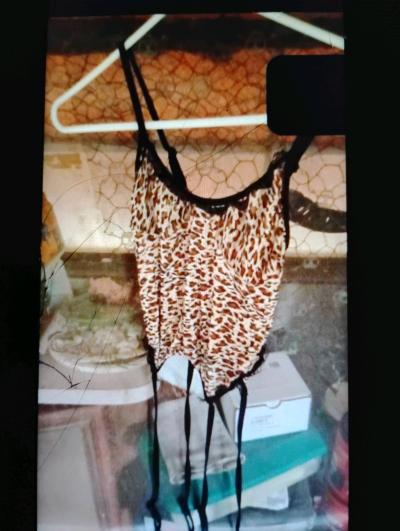 A Sexy Womans Leopard Two Piece Lingerie Outfit