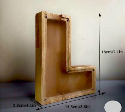 Letter L Wooden Coin Bank - Thumbnail 3