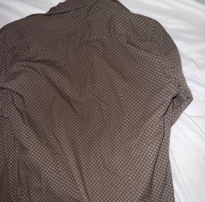 Zara men plaid pattern checkered brown large long sleeve shi - Thumbnail 2